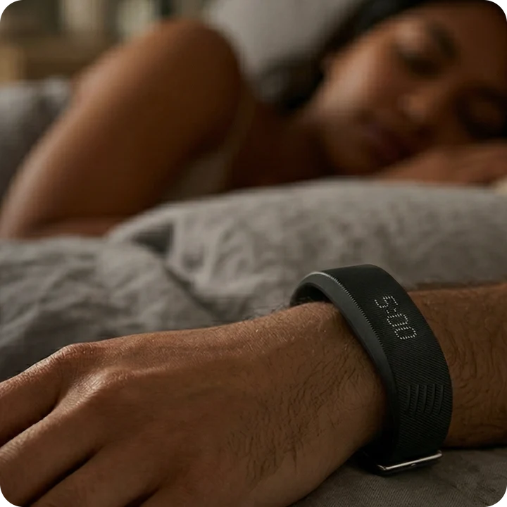 WakeAura Rise Pro beside a sleeping partner